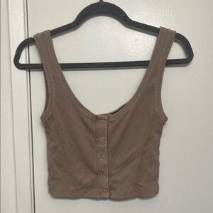 Forever 21 Brown Button-Front Tank Top